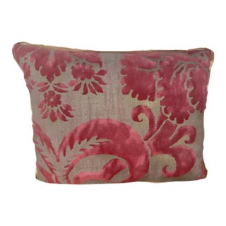 Fortuny Decorative Pillow, Cotton & Silk, Venetian Floral Design For Sale