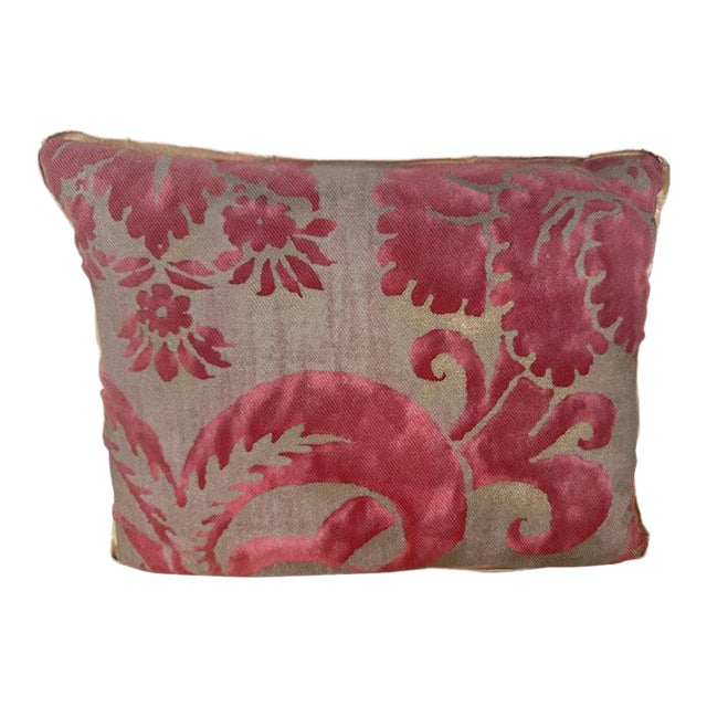 Fortuny Decorative Pillow, Cotton & Silk, Venetian Floral Design For Sale