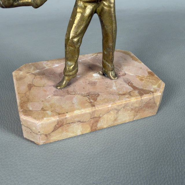 Gold Vintage 20th Century Bocce Player in Bronze with Marble Base For Sale - Image 8 of 12