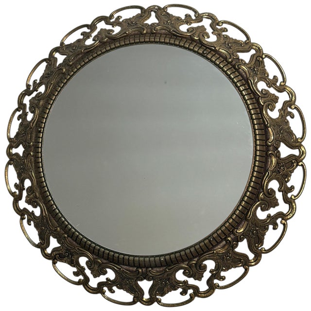 Round Brass Mirror, 1970s For Sale - Image 11 of 11
