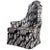 Hollywood Regency Skirted High Back Chair in Black and Silver Ikat For Sale - Image 11 of 11