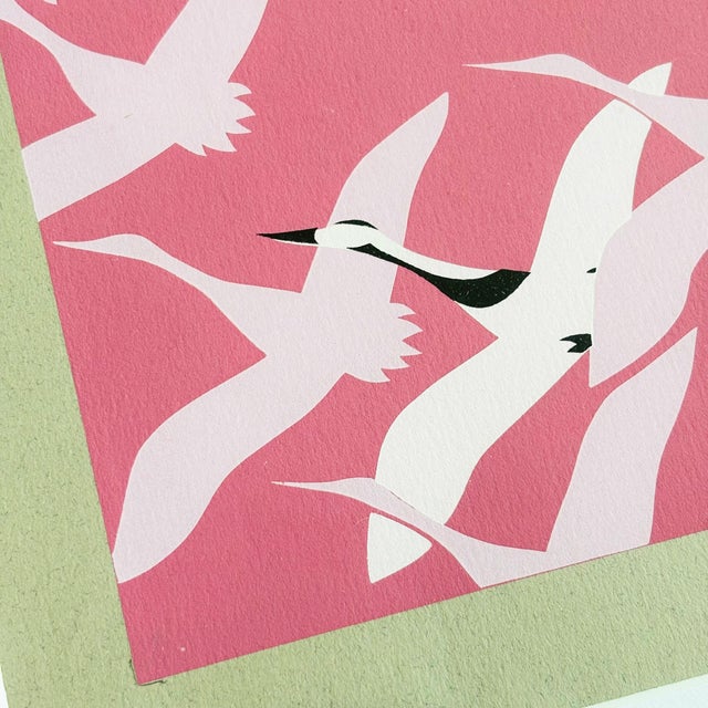 Late 20th Century Pink Cranes Original Serigraph For Sale - Image 5 of 11