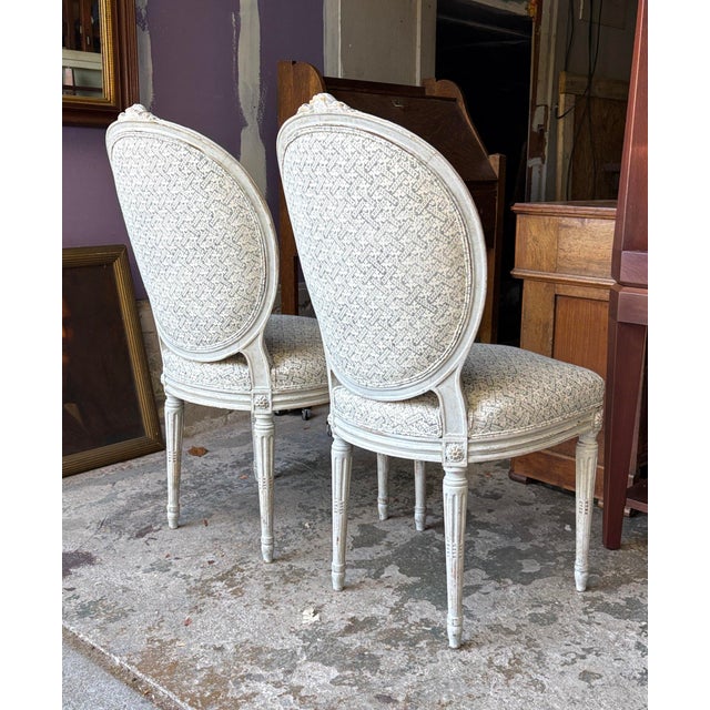 French Late 19th Century French Chairs With Rose Tarlow Fabric For Sale - Image 3 of 12