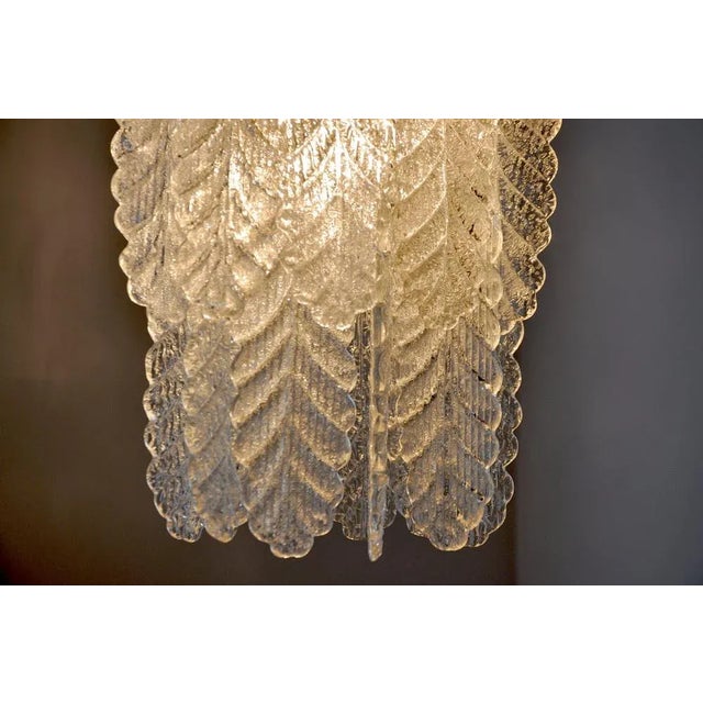 Hollywood Regency Murano Glass Leaf Chandelier from Mazzega, Italy, 1970s For Sale - Image 3 of 8