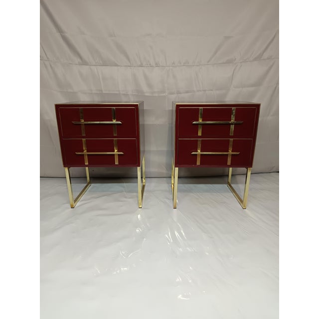 Gold Wooden Bedside Tables from Justfurnituress SRL, Set of 2 For Sale - Image 8 of 10