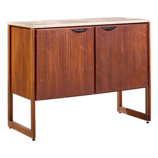 Jens Risom Mid Century Walnut and Marble Top Credenza For Sale