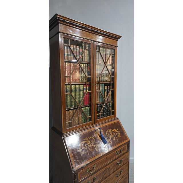 Georgian Inlaid Bureau Bookcase, 1790s For Sale - Image 13 of 18