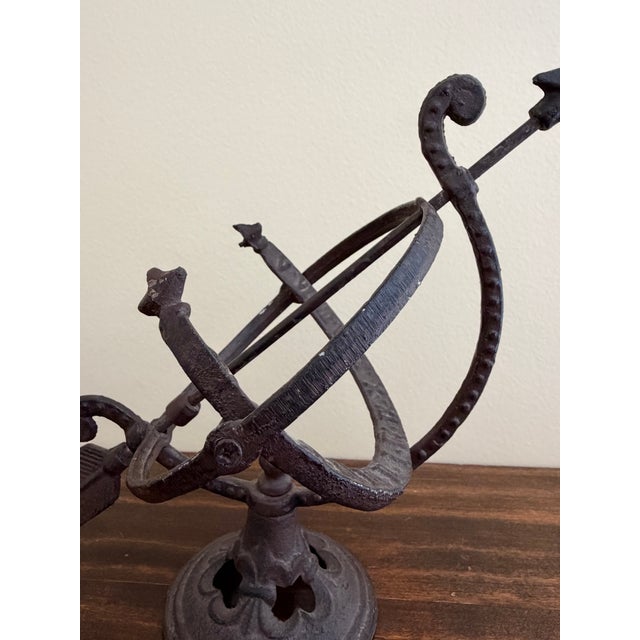 Late 20th Century Vintage French Country Iron Garden Armillary Sundial For Sale - Image 5 of 11