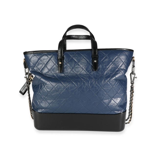 Contemporary Black & Blue Quilted Calfskin Large Gabrielle Shopping Tote For Sale - Image 3 of 7