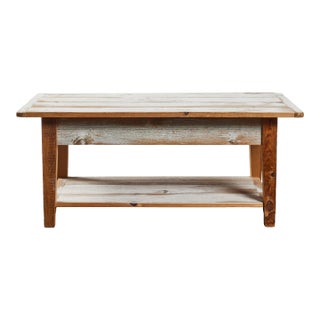 Distressed-Painted White Oak Coffee Table For Sale