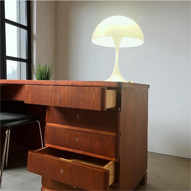 Vintage Art Deco Curved Front Desk in Elm, 1930s For Sale - Image 10 of 12