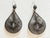 Vintage oversized statement earrings featuring elongated teardrop frames wrapped and woven with hundreds of fine metallic...