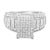 Haus of Brilliance 14K White Gold 2.0 Cttw Mixed-Cut Diamond Rectangle Invisible-Set Composite Cluster Ring with Band - Size 5 For Sale - Image 4 of 7