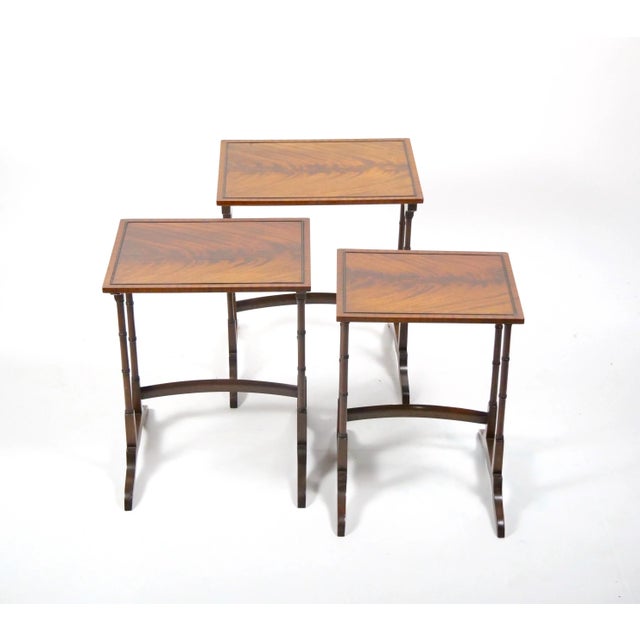 Late 19th Century 19th Century Mahogany Inlaid Top Decorated Stacking Tables For Sale - Image 5 of 12