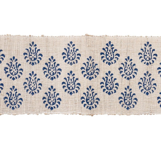 Schumacher Sample - Schumacher Leila Hand Block Matka Tape in Indigo For Sale - Image 4 of 4