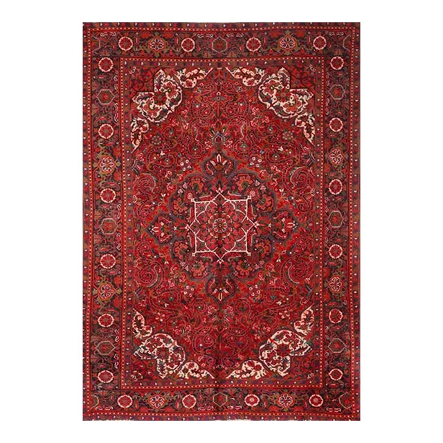 1940s Vintage Persian Heriz Area Rug 7’0″ X 9’8″ For Sale