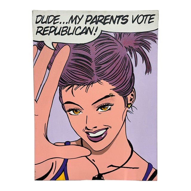 Mark N. Crislip "Raving Democrat" Original Pop Art Painting For Sale