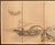 Elegant Japanese 4-panel painted byobu (folding screen) depicts a seascape scene with a Chinese nobleman with his guards...