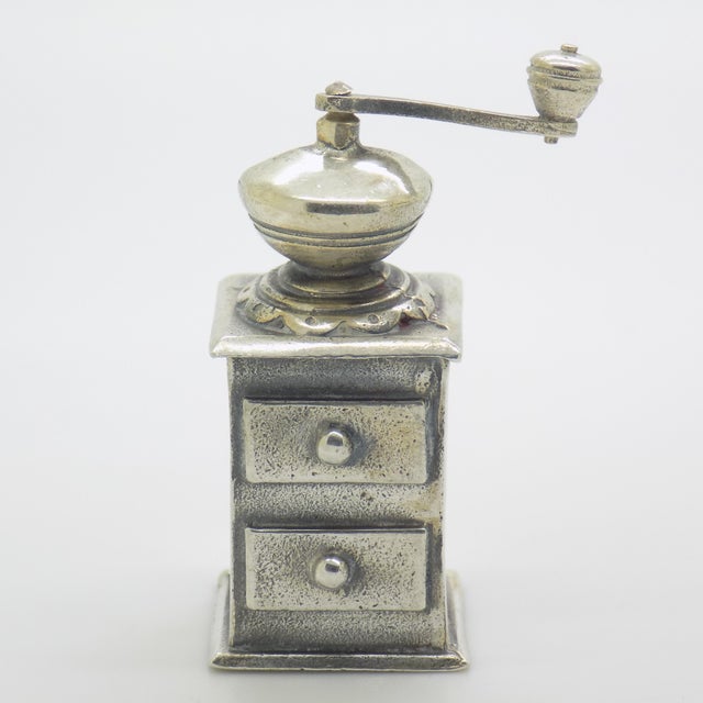 Vintage Italian Silver 800 Coffee Grinder Figurine by Raspini, Arezzo, 1970s For Sale - Image 3 of 13