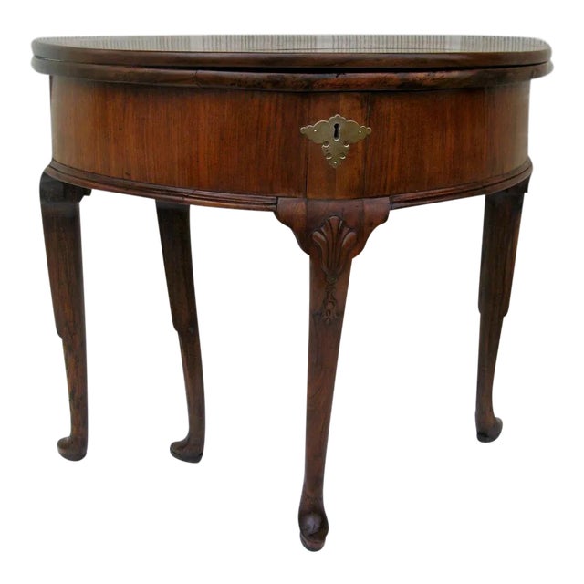 Queen Anne Mahogany Gate Leg Demilune Console Table For Sale