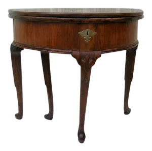 Queen Anne Mahogany Gate Leg Demilune Console Table