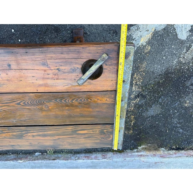 Vintage Farmhouse Rustic Style Liberty Ship Hatch Cover Trestle Base Dining Table For Sale - Image 15 of 17