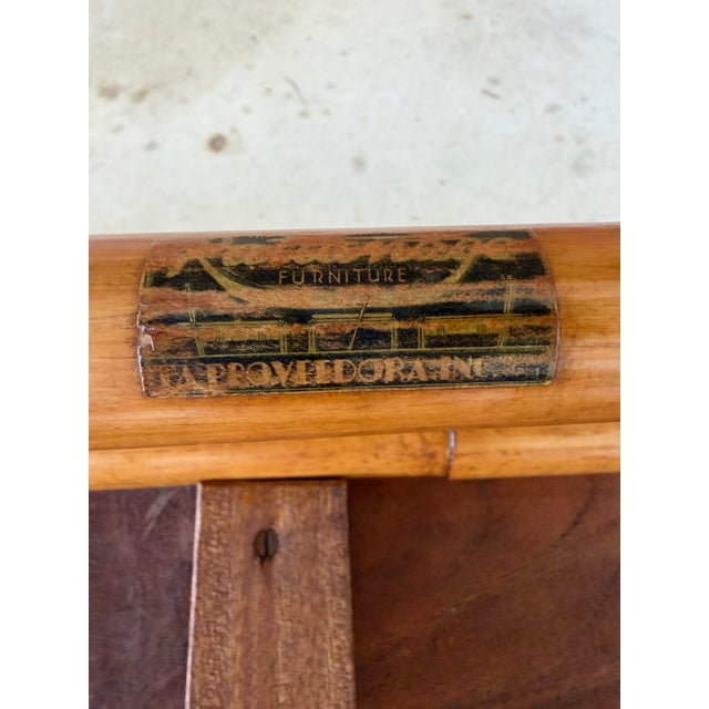 1940s Modernist Rattan & Mahogany Demilune Side Table by Rattanage For Sale - Image 9 of 12