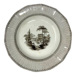 Antique 1844 John Ridgway Doria Stone Transferware Bowl For Sale