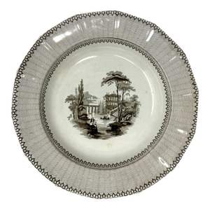 Antique 1844 John Ridgway Doria Stone Transferware Bowl