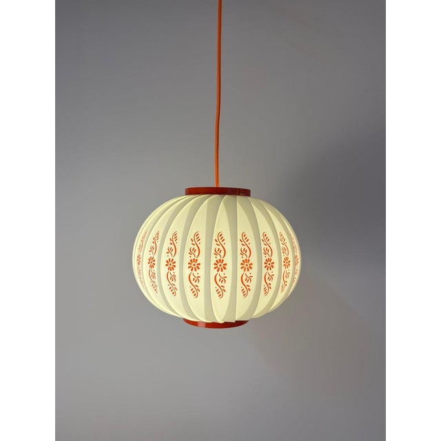 Pendant Lamp with Red Floral Details by Lars Schiøler For Sale - Image 3 of 11