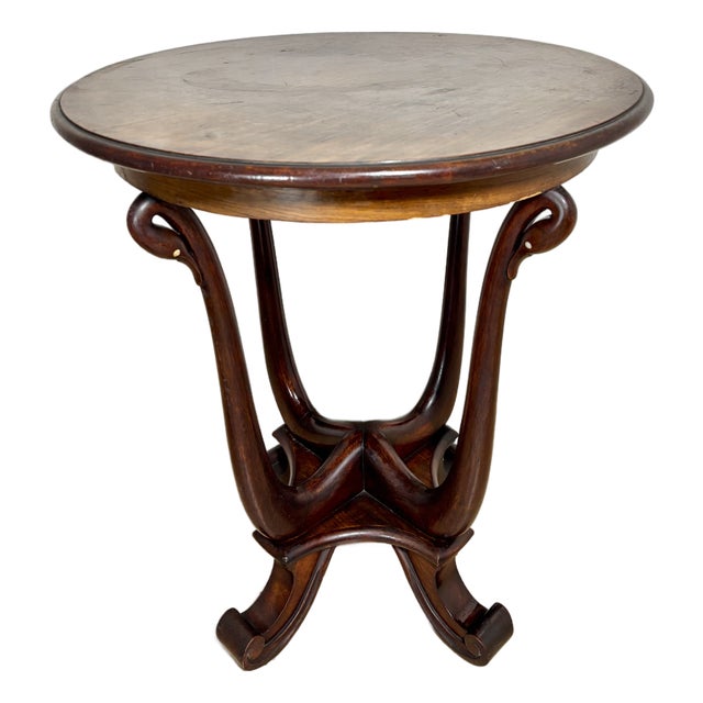 Art Nouveau Oak Pedestal Side Table, Early 20th Century For Sale