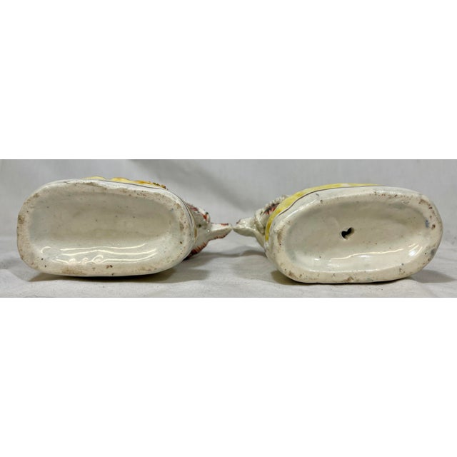 Antique Pair of 19th Century Staffordshire Figurines Depicting Period Dressed Women Riding Goats - From England For Sale - Image 11 of 11