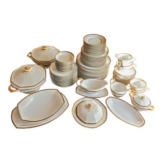 1930s Graf & Kippler Porcelain 92 Piece Set, Exceptional Pattern For Sale