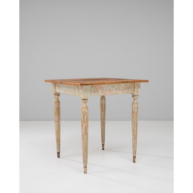 20th Century French Gustavian Wood Patinated Side Table For Sale - Image 4 of 18