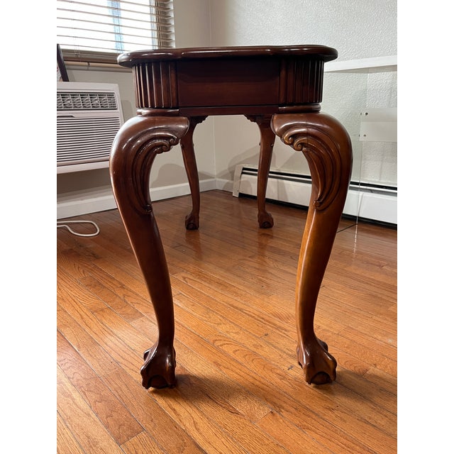 Vintage Chippendale Style Mahogany Dual Glass Top Console Sofa Table For Sale - Image 4 of 12
