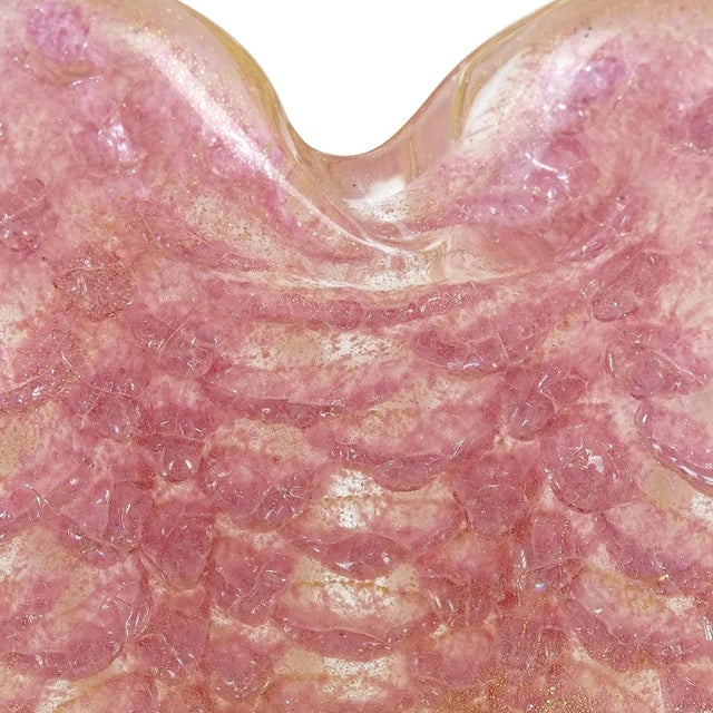 Barovier & Toso Barovier Toso Murano Vintage Red Pink Gold Flecks Italian Art Glass Flower Form Decorative Bowls - Priced Per Item For Sale - Image 4 of 5