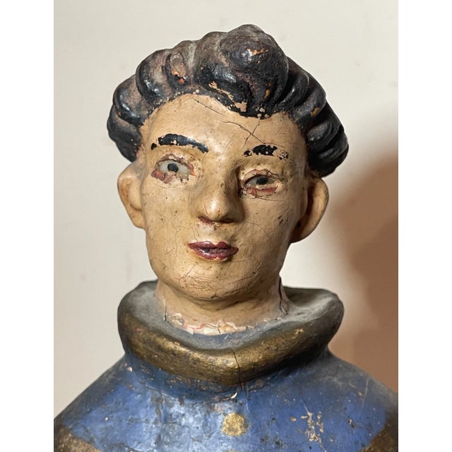 Figurative Large 1600's Antique Hand Carved Polychromed Santos St. Francis Sculpture Statue For Sale - Image 3 of 15