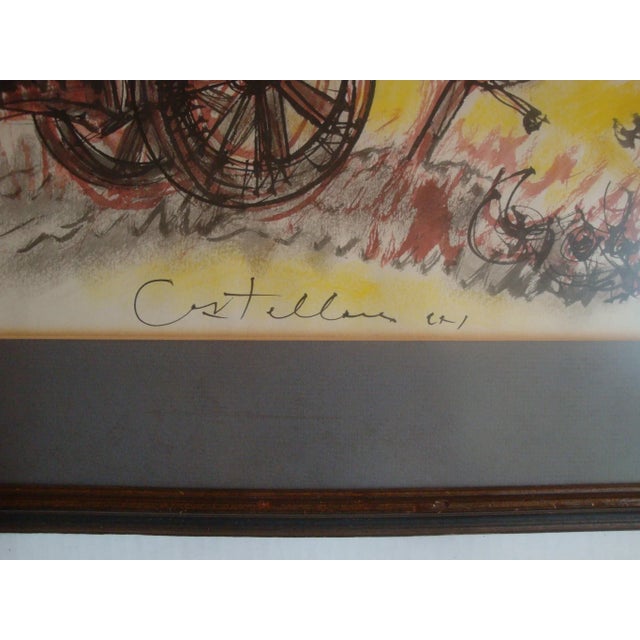 Mid-Century Modern Midcentury Landscape Farm Cart Wagon Lithograph For Sale - Image 3 of 4