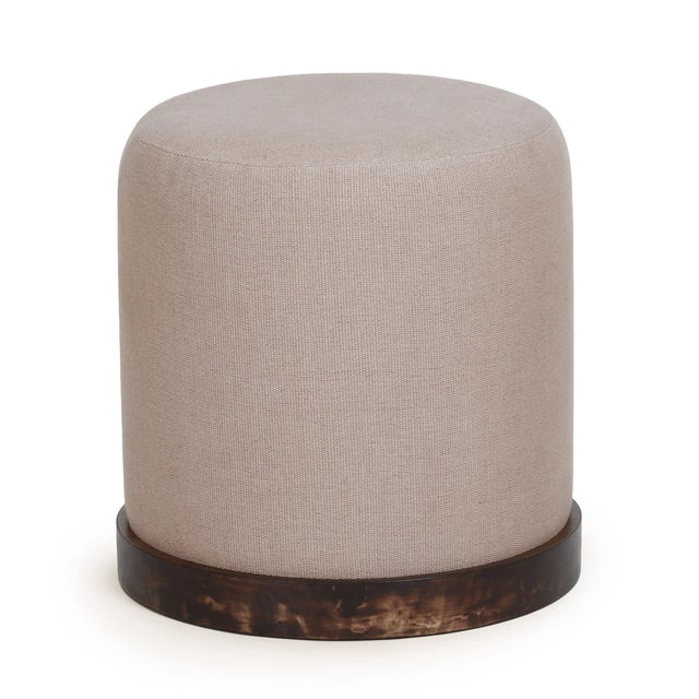 Wood Como Cotton Jute with Burl Wood Base Accent Stool For Sale - Image 7 of 7