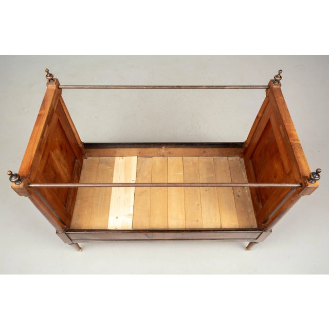19th Century Napoleon III Child's Bed, Solid Cherry Wood, Hand-Crafted For Sale - Image 11 of 12