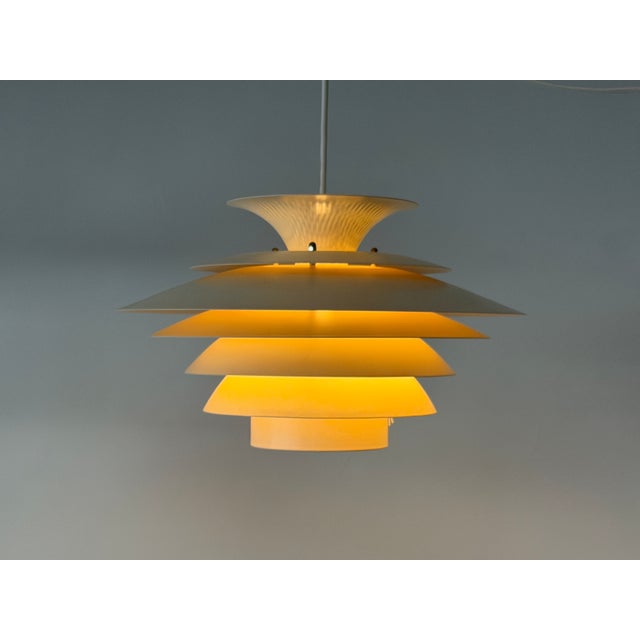 Scandinavian Cream Pendant Lamp with 7 Layers from Jeka, Denmark, 1960s For Sale - Image 12 of 18