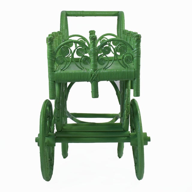 Fiddlehead Vintage Green Bar Cart in nice as found VINTAGE condition. There are minor imperfections to the Newly Lacquered...