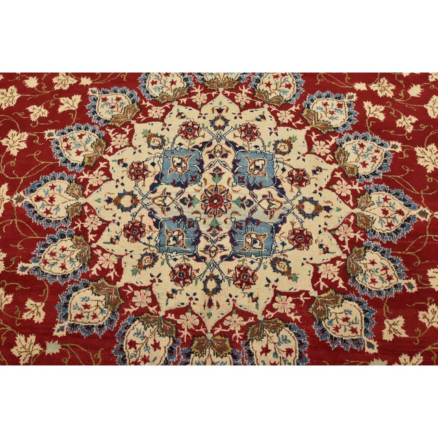 Kashan Rug 9’11” X 13′ Red Wool Vintage Traditional Hand-Knotted Carpet For Sale In Philadelphia - Image 6 of 15