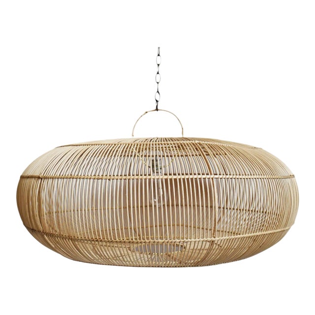 Modern Coastal Ubud Rattan Pendant Light Large For Sale