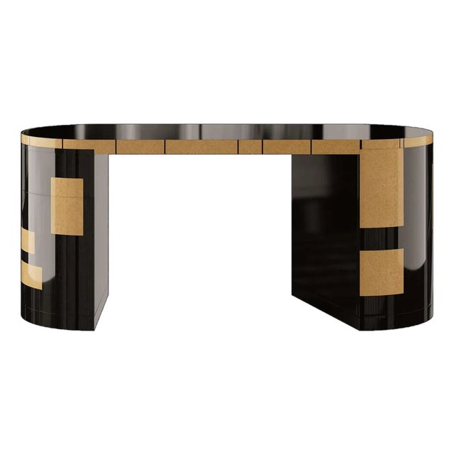 1987 Desk in Wood Marquetry by Hommés Studio For Sale