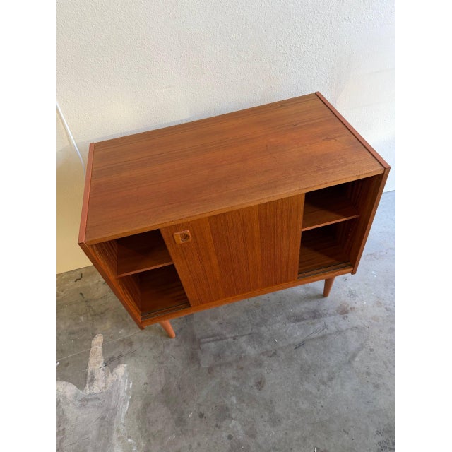 1960s Mid Century Danish Teak Sideboard - Vintage Scandinavian Storage Cabinet - Sliding Door Credenza For Sale - Image 5 of 7