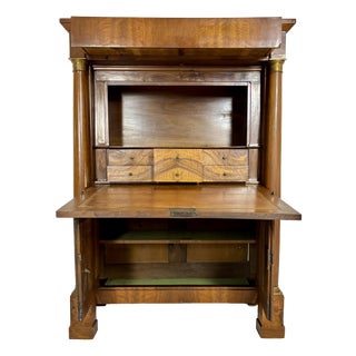 Large French Empire Walnut Secretaire, 1920 For Sale