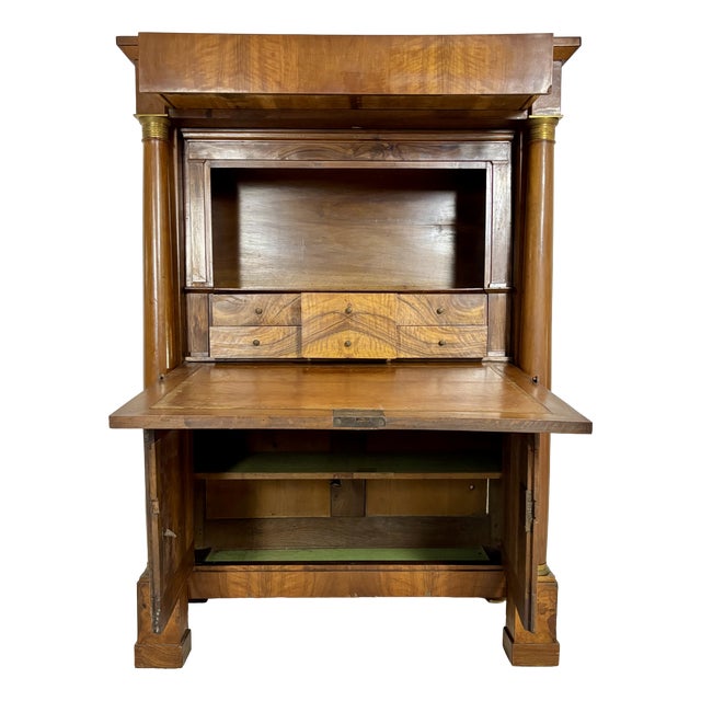 Large French Empire Walnut Secretaire, 1920 For Sale