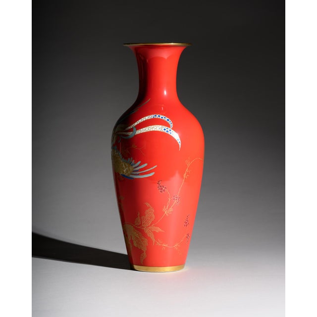 Chinoiserie Porcelain Floor Vase with Crane from Rosenthal, Germany, 1938 For Sale - Image 3 of 11