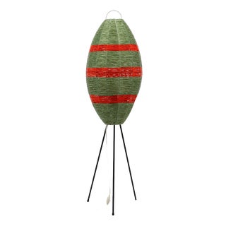 Tripod Floor Lamp with Cocoon Shade Wicker, 1950s For Sale